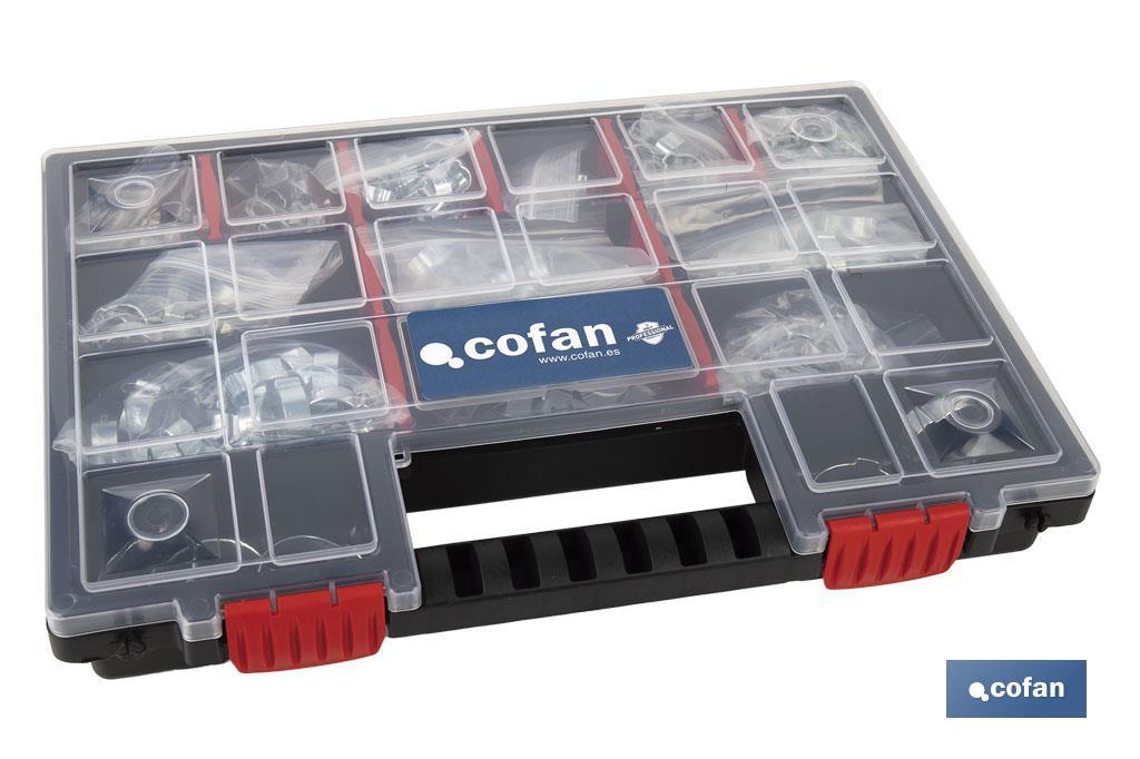 Maletín Abrazaderas Metálicas dos Orejas (Contenido 350 Abrazaderas) - Cofan