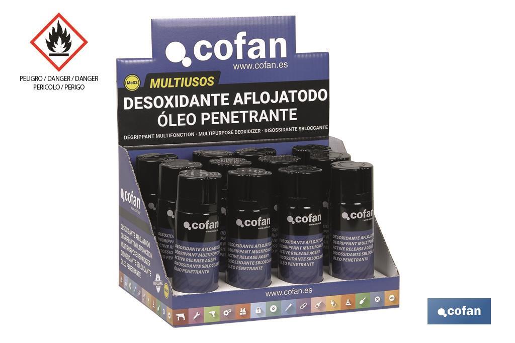 Penetrating oil display stand | Multipurpose lubricant | High water-repellent power | Eliminates residual elements - Cofan
