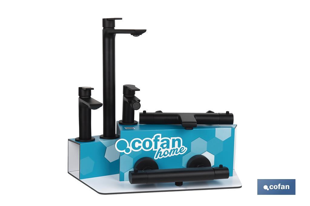 Kit de Grifería con Expositor para Grifos de Baño Modelo Kerch | Ideal para exponer grifos | Capacidad de 5 unidades - Cofan