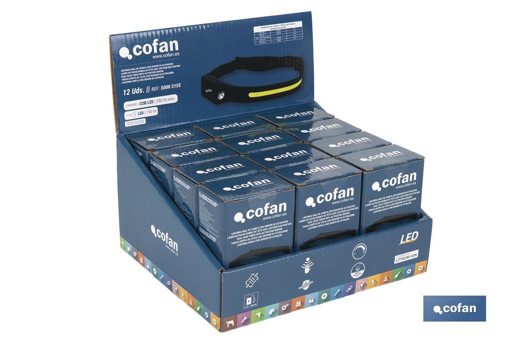 Expositor de linternas dual de cabeza | Incluye 12 unidades para diversas aplicaciones - Cofan