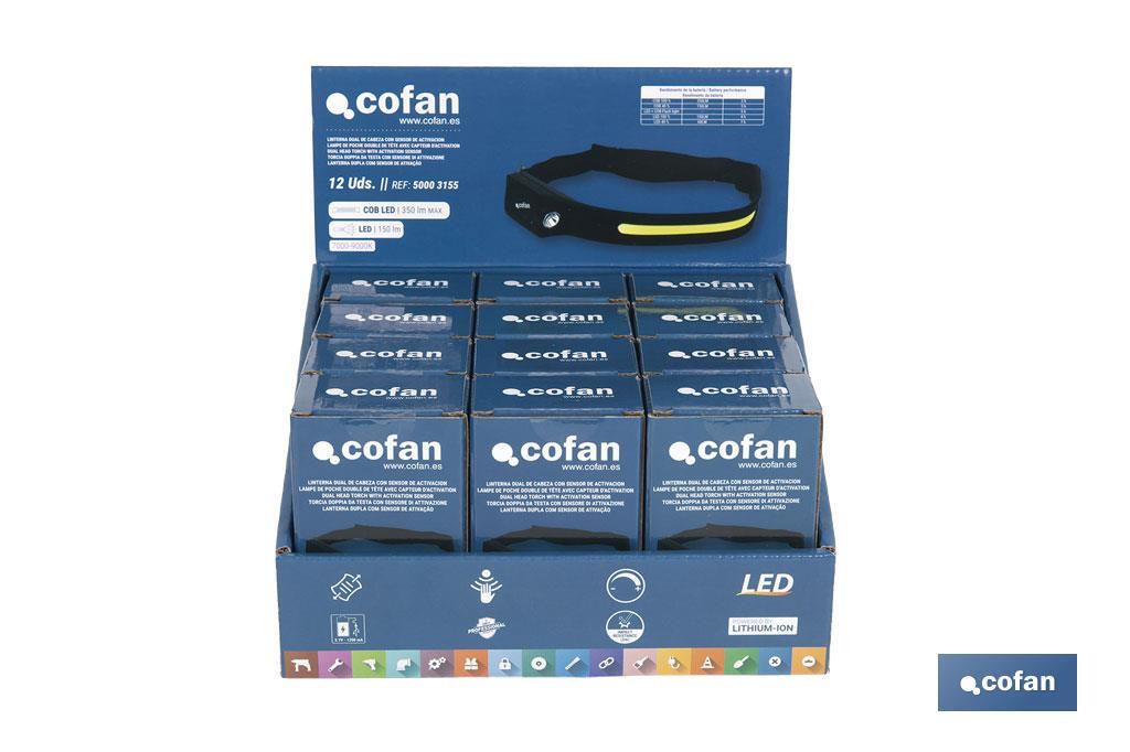 Expositor de linternas dual de cabeza | Incluye 12 unidades para diversas aplicaciones - Cofan