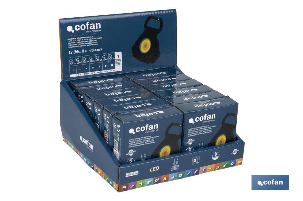 Expositor de Linternas Pequeñas Cob Led Recargables | Incluye 12 Unidades - Cofan