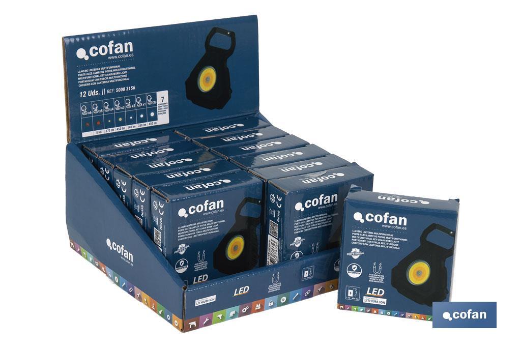 Expositor de Linternas Pequeñas Cob Led Recargables | Incluye de 12 Unidades - Cofan