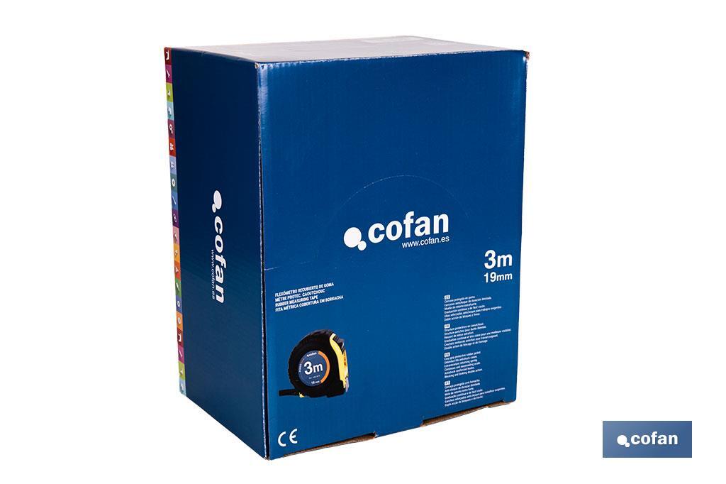 Expositor para flexómetros con protección de goma de Cofan | Incluyen los flexómetros | Varias medidas y capacidades - Cofan