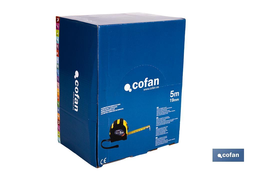 Expositor para flexómetros con protección de goma de Cofan | Incluyen los flexómetros | Varias medidas y capacidades - Cofan