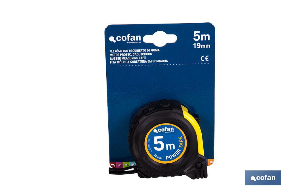 Expositor para flexómetros con protección de goma de Cofan | Incluyen los flexómetros | Varias medidas y capacidades - Cofan