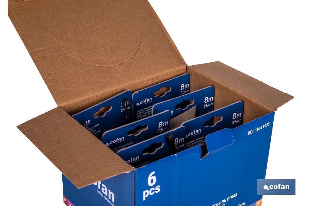 Expositor para flexómetros con protección de goma de Cofan | Incluyen los flexómetros | Varias medidas y capacidades - Cofan
