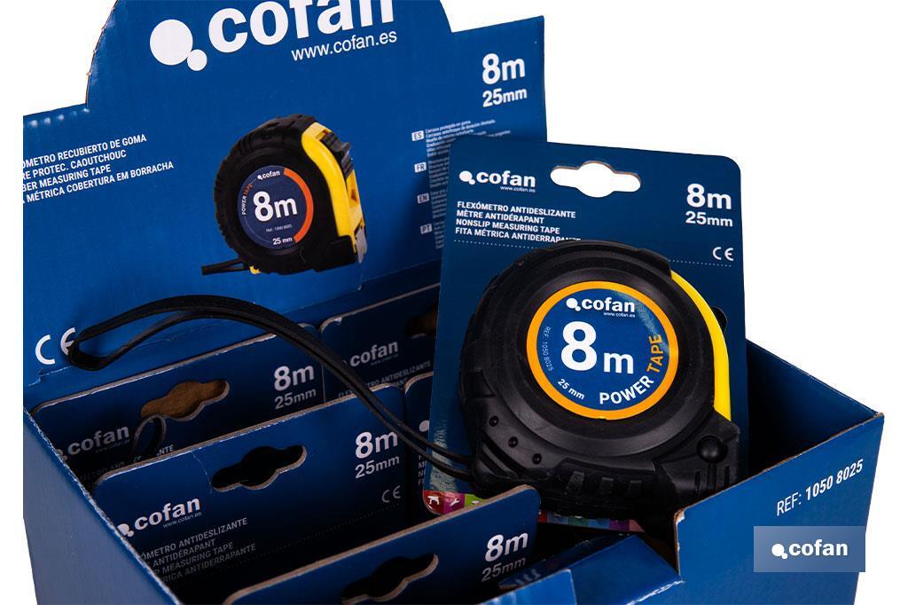 Expositor para flexómetros con protección de goma de Cofan | Incluyen los flexómetros | Varias medidas y capacidades - Cofan