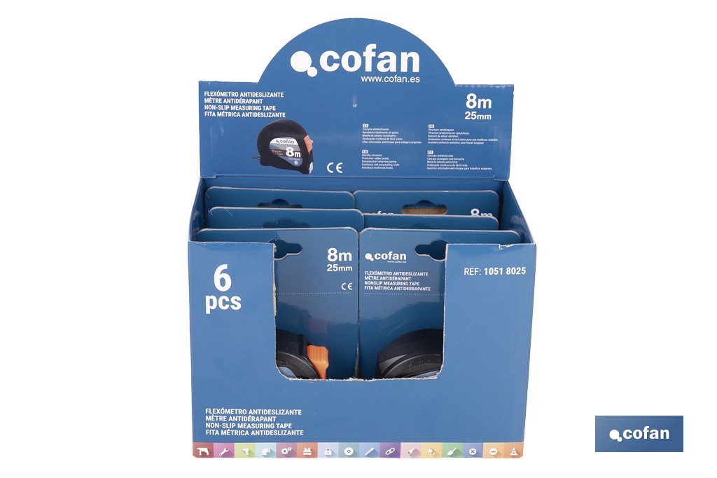 Expositor de flexómetros antideslizantes de Cofan | Flexómetros incluídos | Disponível em vários tamanhos - Cofan
