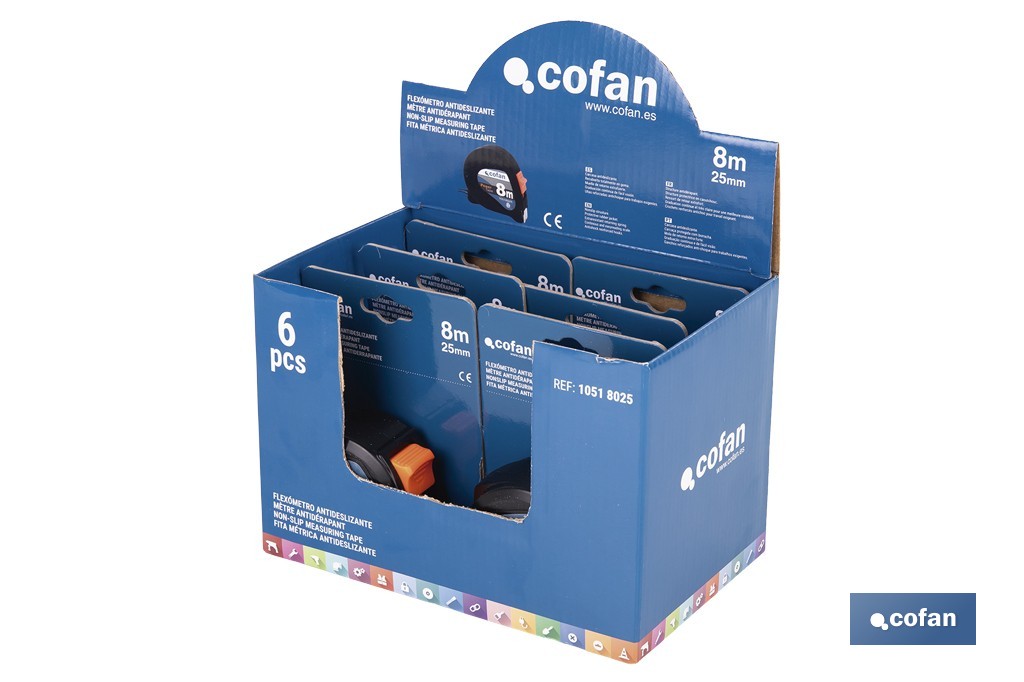 Expositor de flexómetros antideslizantes de Cofan | Flexómetros incluídos | Disponível em vários tamanhos - Cofan