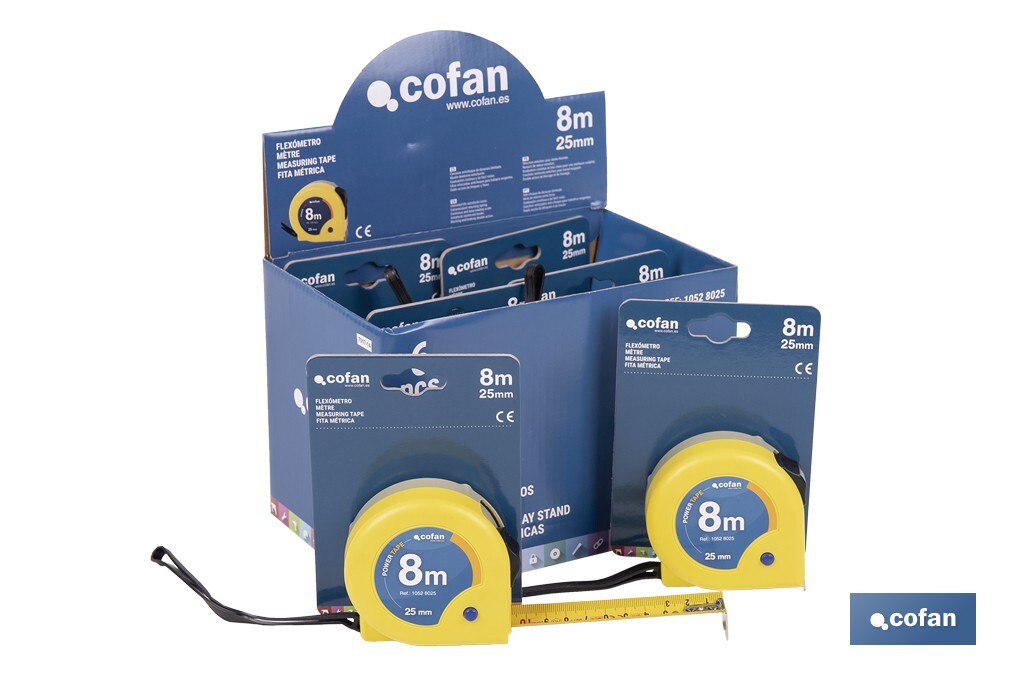 Expositores de flexómetros con bloqueo de hoja Cofan | Flexómetros incluidos | Disponible en diferentes medidas y capacidades - Cofan