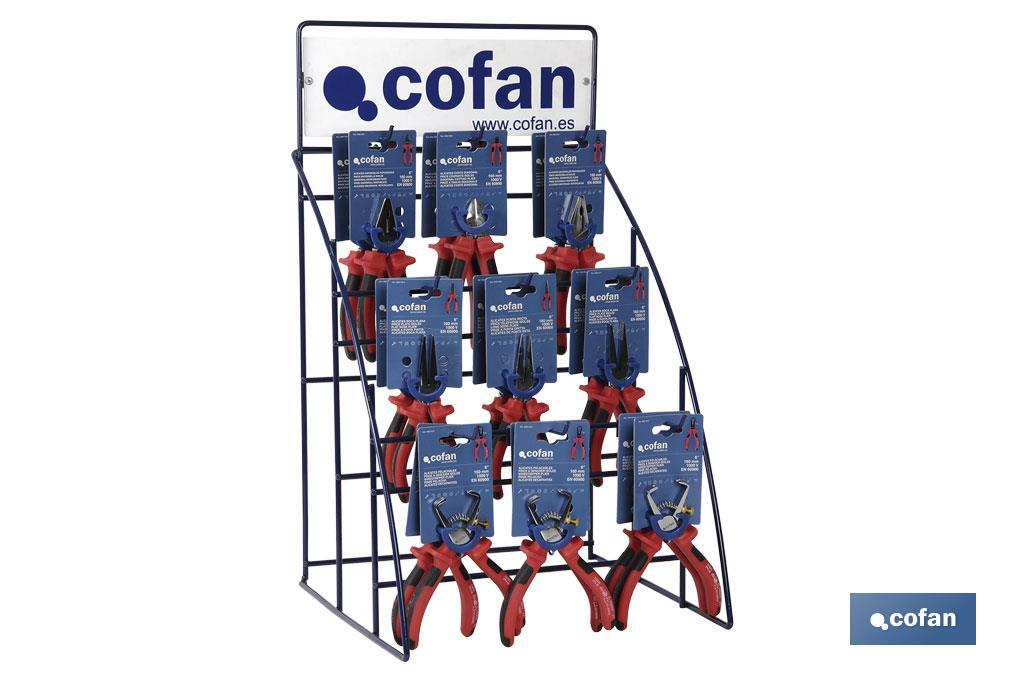 Expositor alicates de 1000 Voltios | Contenido de 39 Unidades | Fabricados en acero templado de alta calidad - Cofan