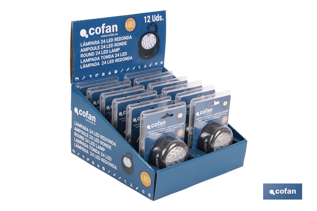Display stand with 12 units of 24 LED round lamps - Cofan