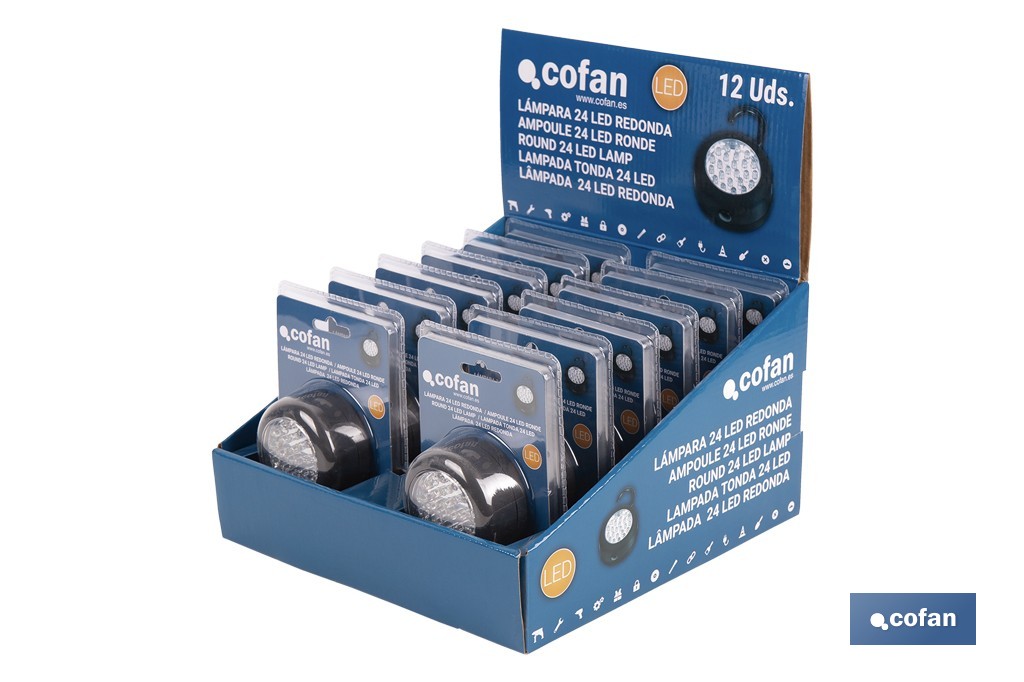 Display stand with 12 units of 24 LED round lamps - Cofan