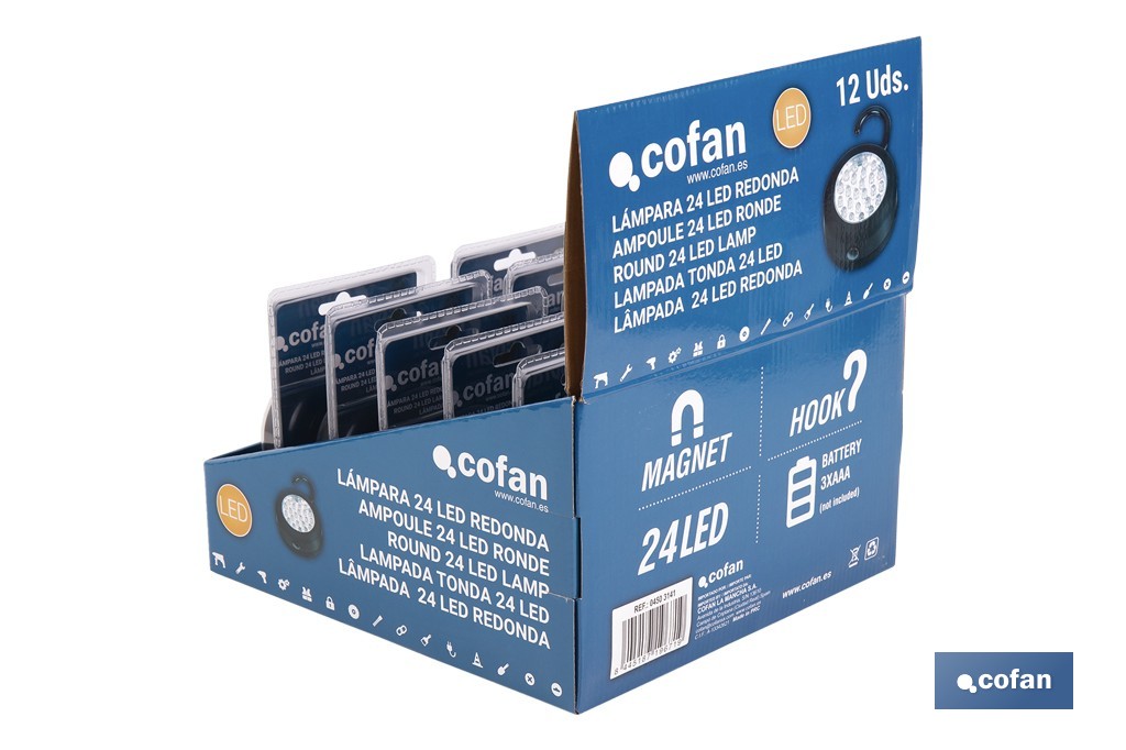 Display stand with 12 units of 24 LED round lamps - Cofan