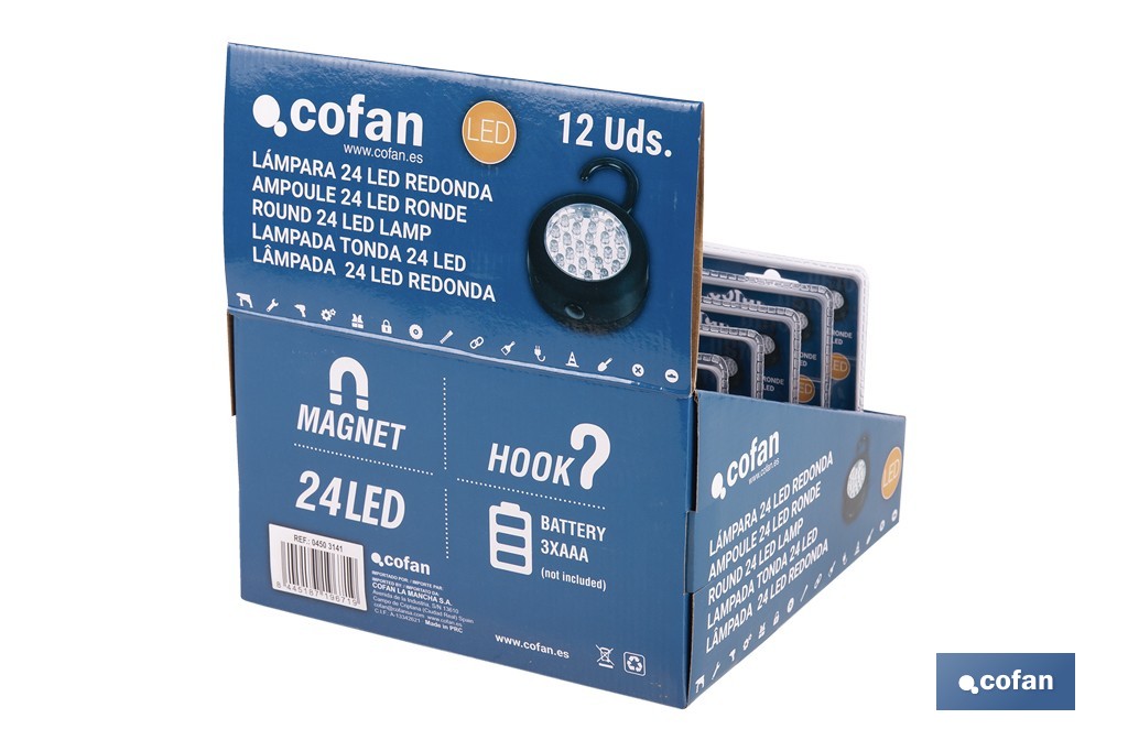 Display stand with 12 units of 24 LED round lamps - Cofan
