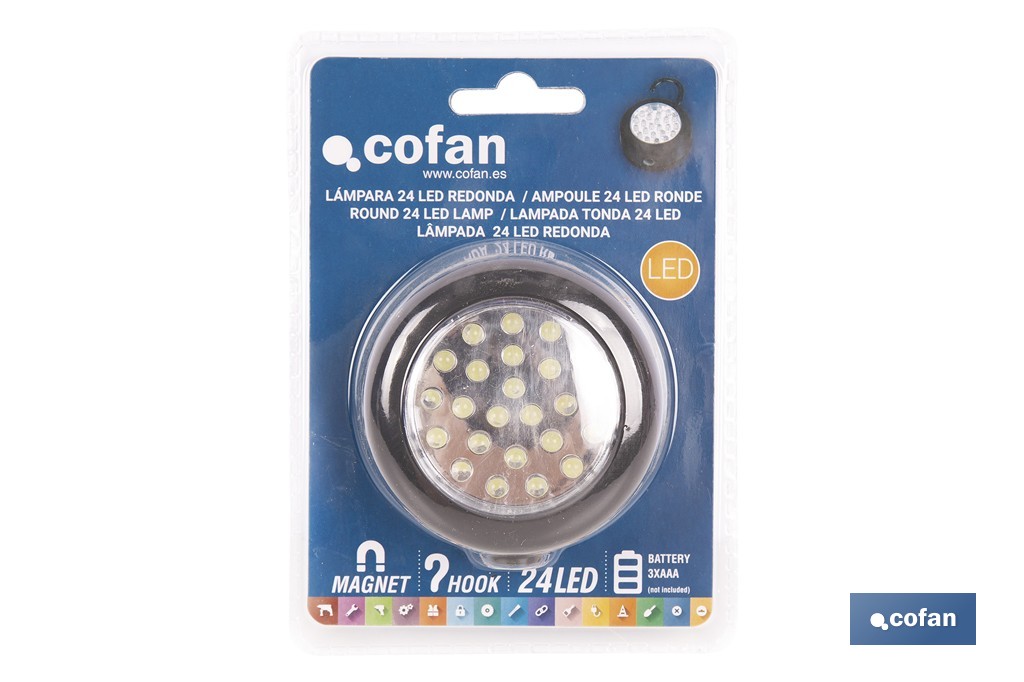 Display stand with 12 units of 24 LED round lamps - Cofan