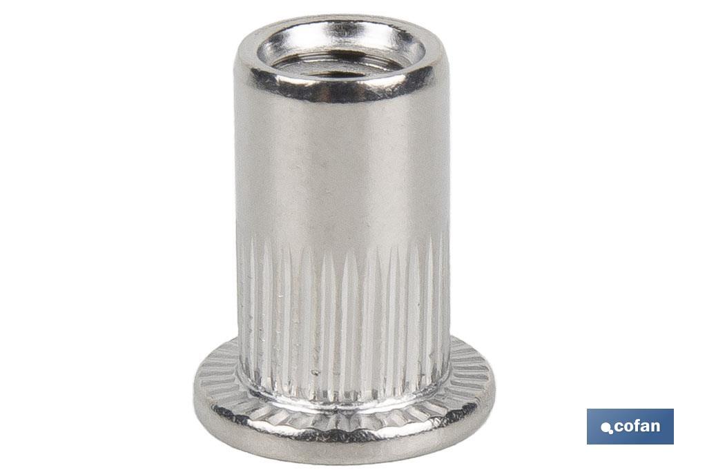 Tuercas remachables ranuradas de cabeza ancha A-2 | Amplia variedad de métricas - Cofan
