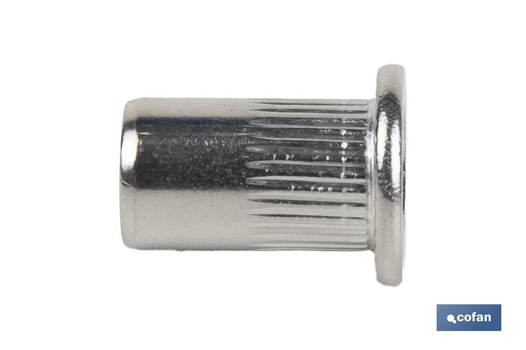 Tuercas remachables ranuradas de cabeza ancha A-2 | Amplia variedad de métricas - Cofan