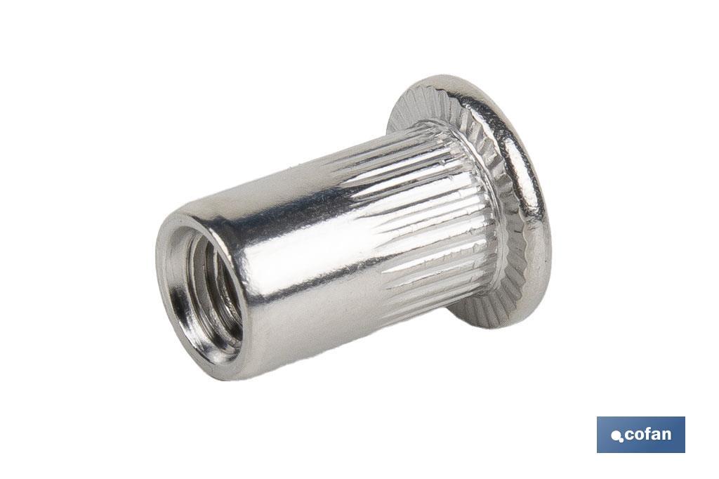 Tuercas remachables ranuradas de cabeza ancha A-2 | Amplia variedad de métricas - Cofan