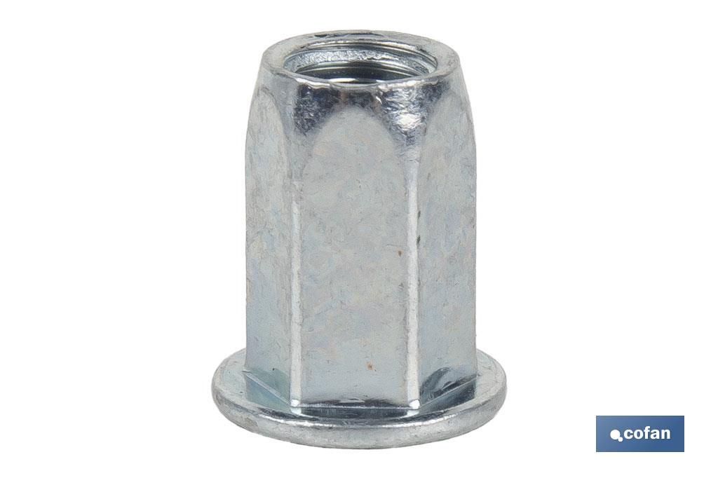 Tuercas Remachables Acero Cabeza Ancha "Hexagonal" - Cofan