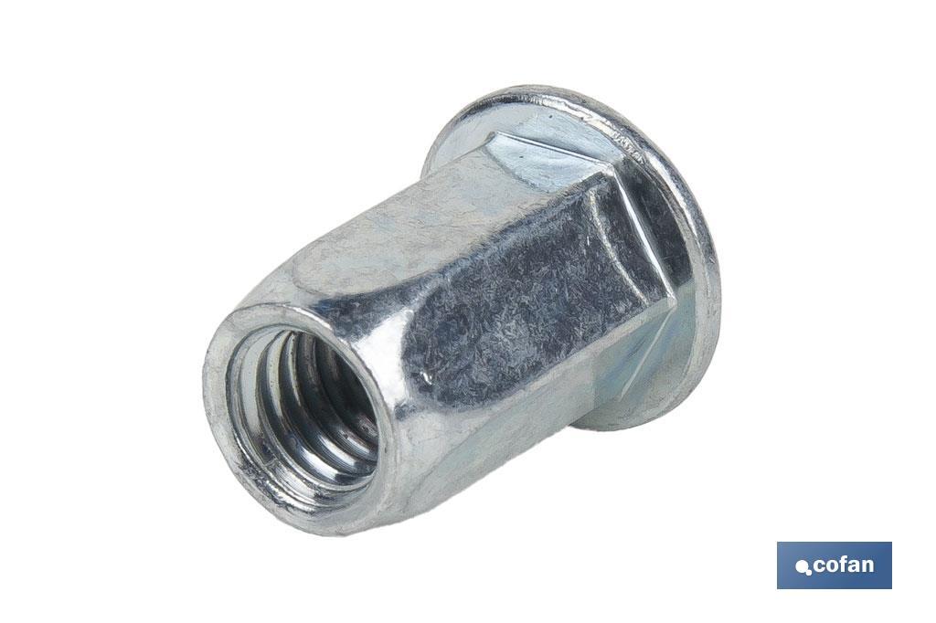 Tuercas Remachables Acero Cabeza Ancha "Hexagonal" - Cofan
