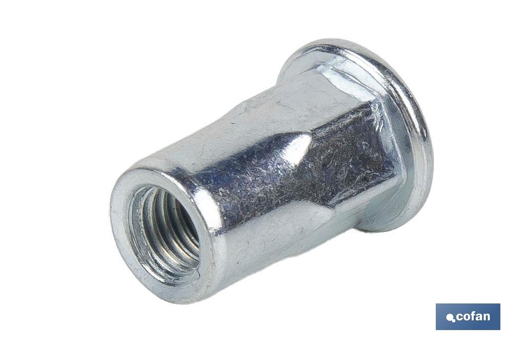 Tuercas remachables semihexagonales de fondo abierto y cabeza ancha | Gran variedad de medidas - Cofan