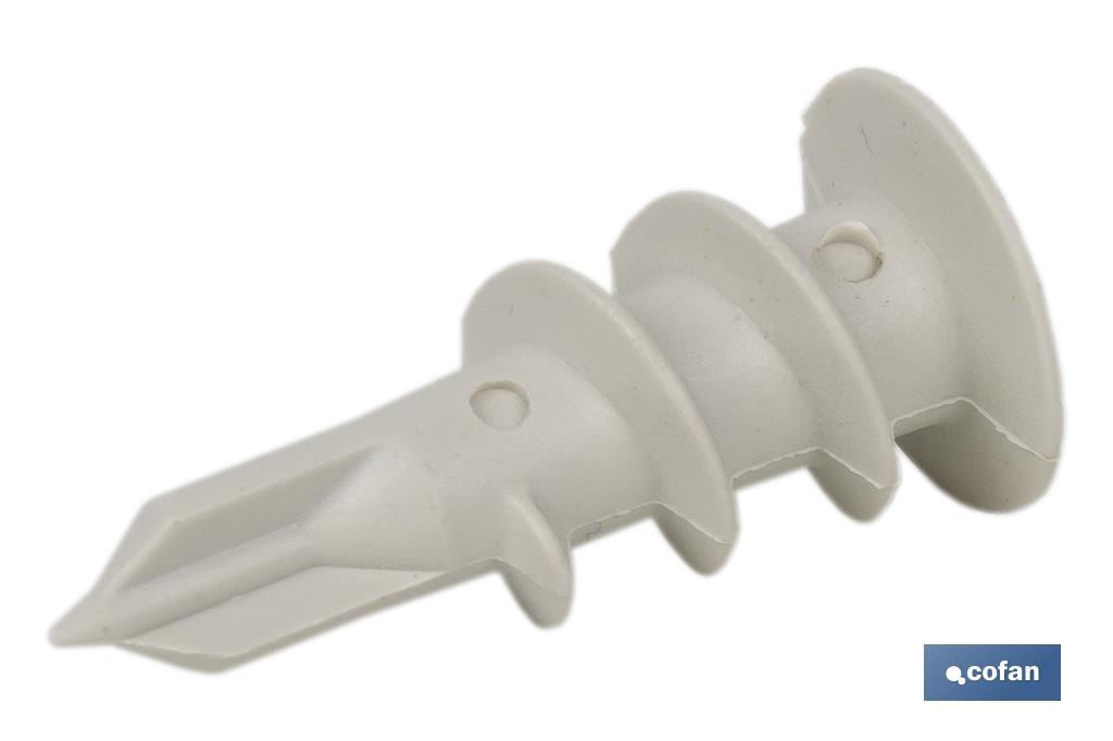 Nylon self-drilling plasterboard fixings | Size: 15mm x 33mm - Cofan