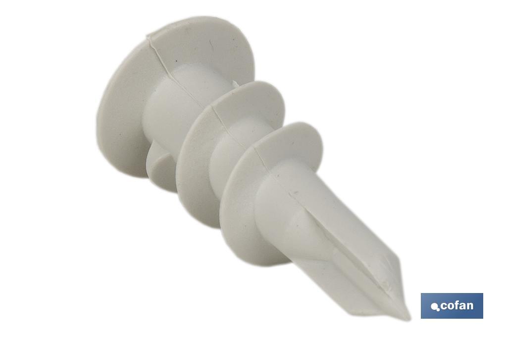 Nylon self-drilling plasterboard fixings | Size: 15mm x 33mm - Cofan