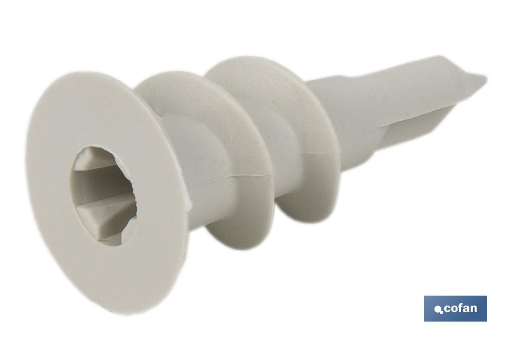 Nylon self-drilling plasterboard fixings | Size: 15mm x 33mm - Cofan