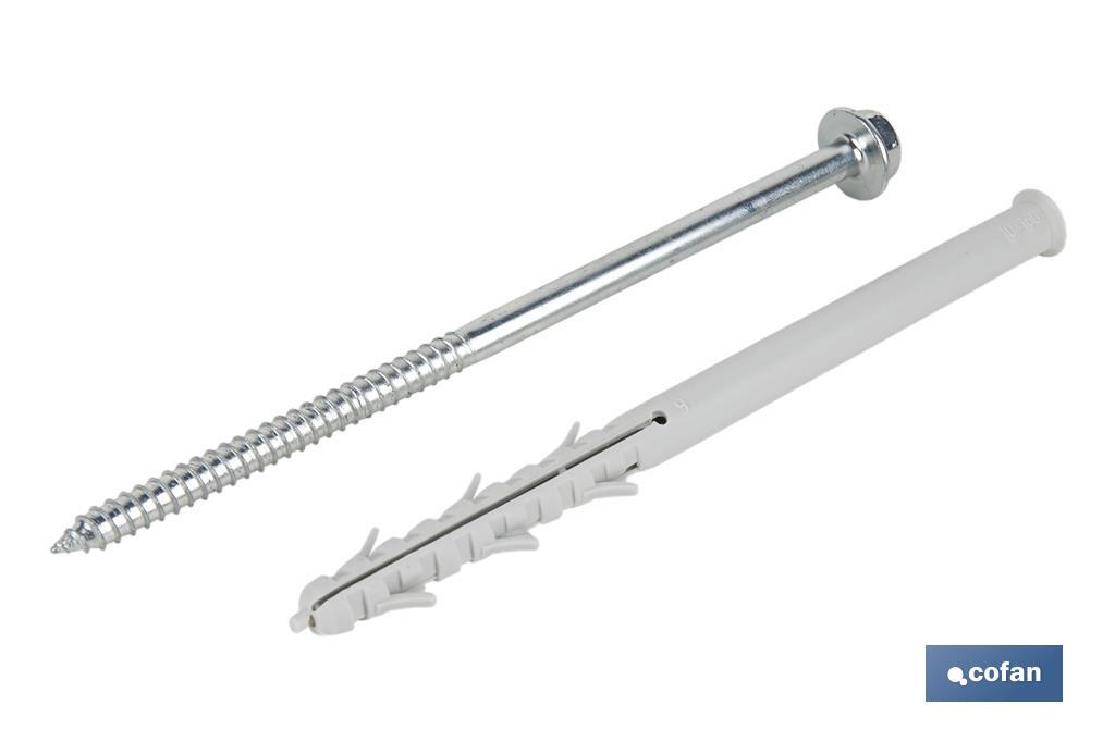 Hammer fixings with hex-head screw and plug | Available in various sizes - Cofan