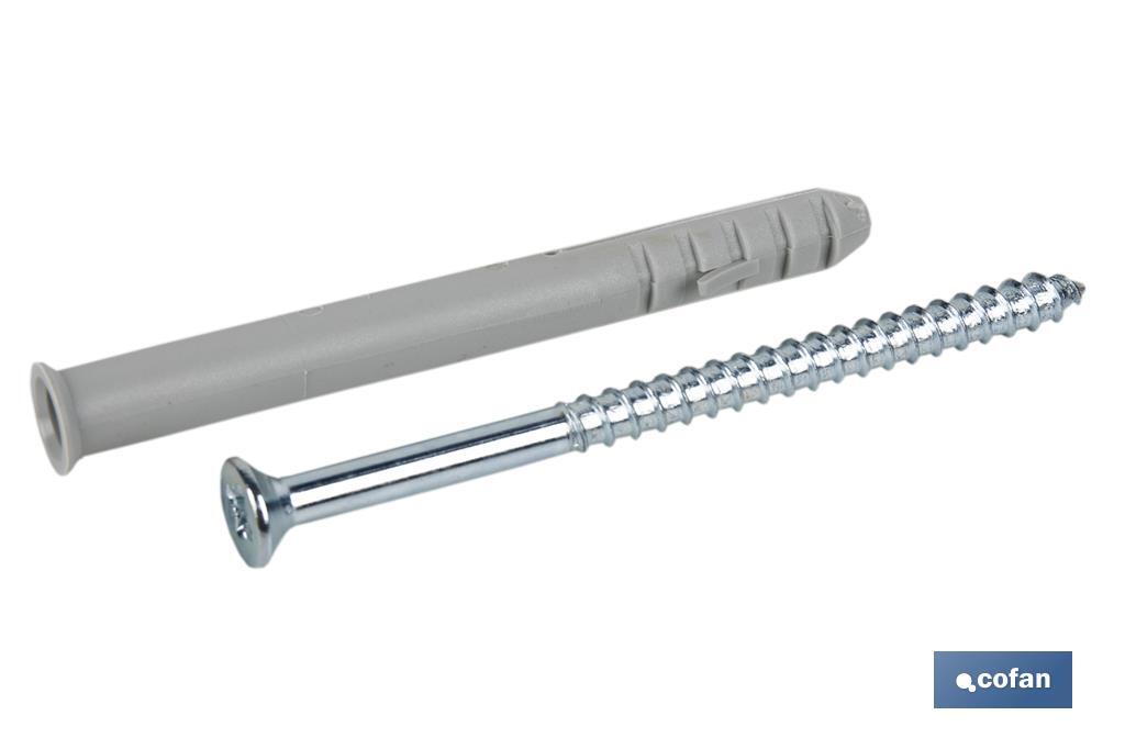 Hammer fixings with Pozidriv screw and plug | Available in various sizes - Cofan