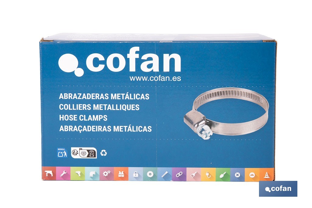 Stainless steel A-2 hose clamps. Band width 12mm - Cofan