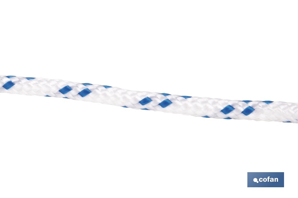 Cuerda Trenzada Polipropileno | Formato: Rollo pequeño | Color: Blanco y Azul - Cofan