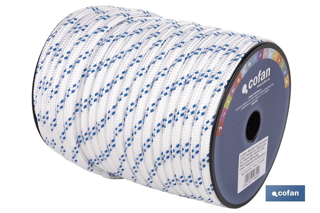 Cuerda Trenzada Polipropileno | Formato: Rollo pequeño | Color: Blanco y Azul - Cofan