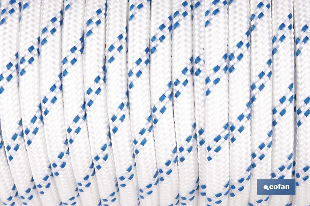 Cuerda Trenzada Polipropileno | Formato: Rollo pequeño | Color: Blanco y Azul - Cofan