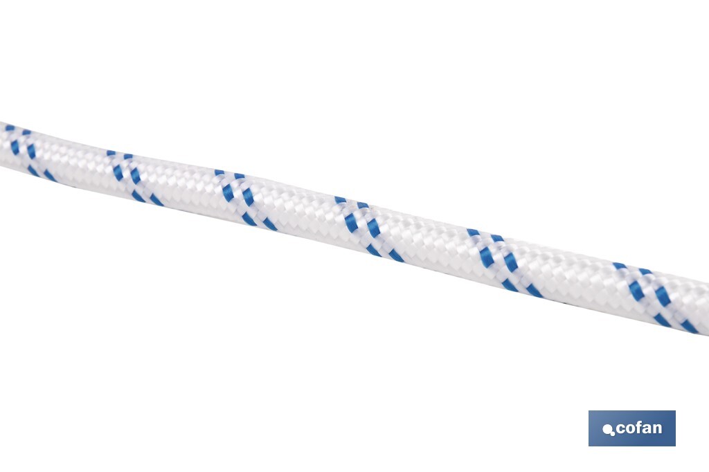 Cuerda Trenzada Polipropileno | Formato: Rollo pequeño | Color: Blanco y Azul - Cofan