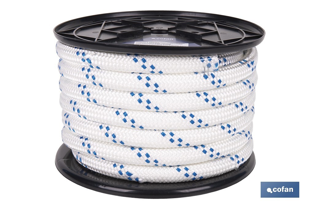Cuerda Trenzada Polipropileno | Formato: Rollo pequeño | Color: Blanco y Azul - Cofan