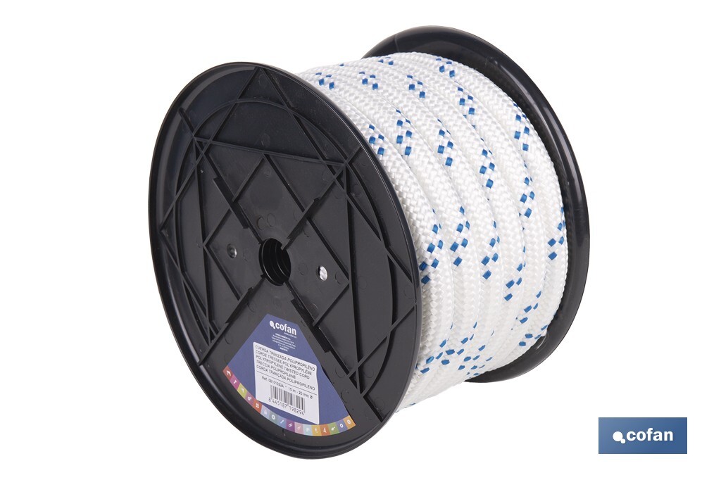 Cuerda Trenzada Polipropileno | Formato: Rollo pequeño | Color: Blanco y Azul - Cofan
