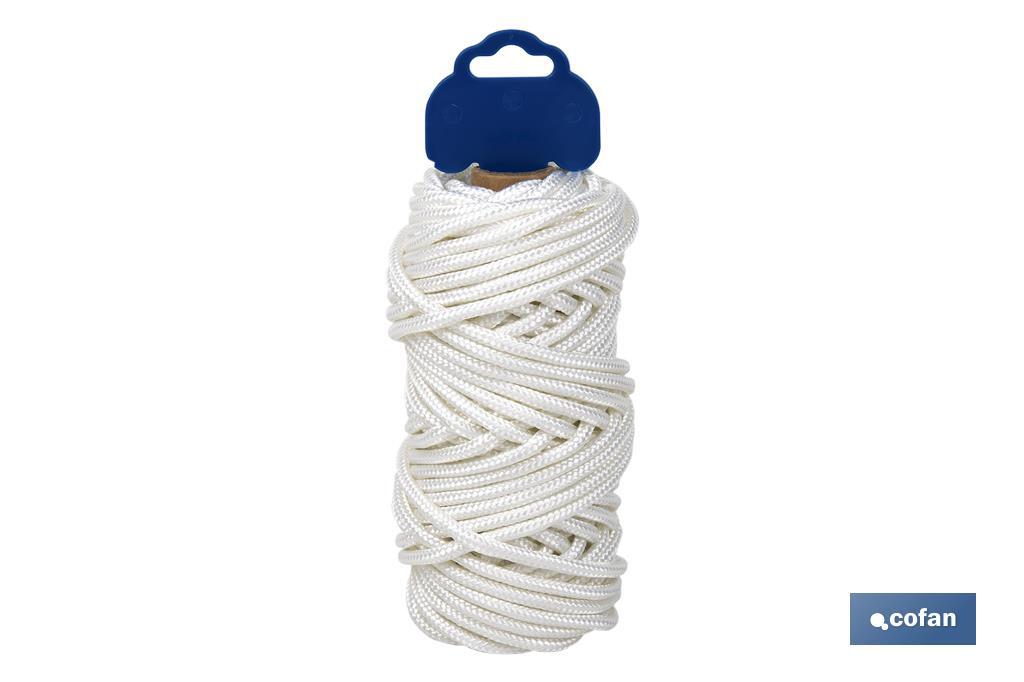 Reinforced washing line rope for wall-mounted clotheslines | Polyester | Clothesline rope available in different lengths | White - Cofan