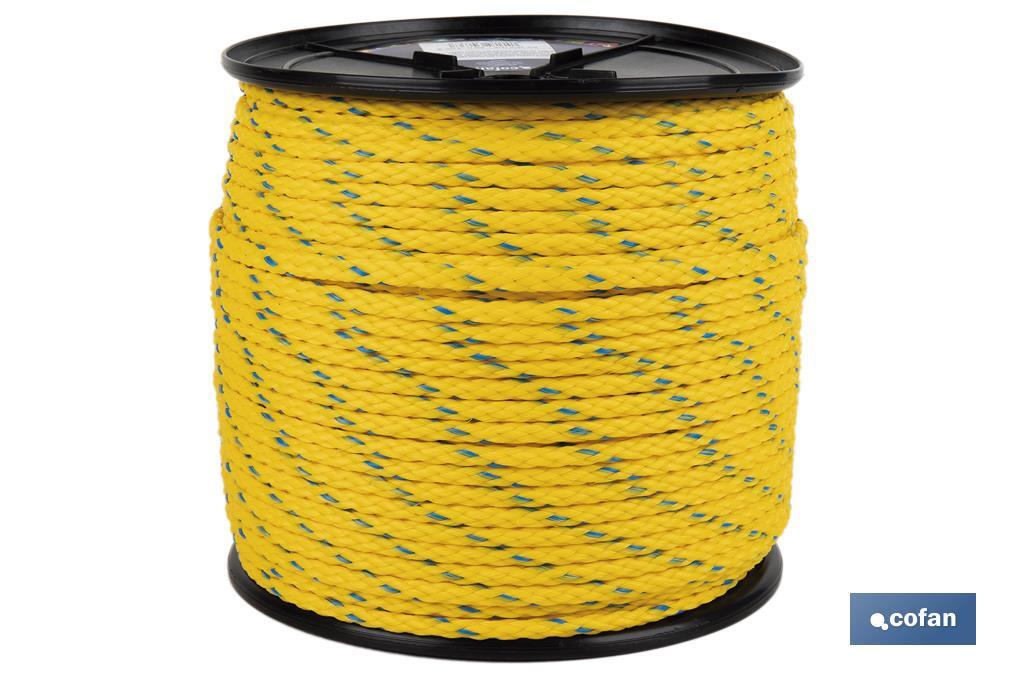 Corde Nautique Synthétique Tressée Multi-usages | De Couleur Jaune/Bleu | Différentes dimensions - Cofan