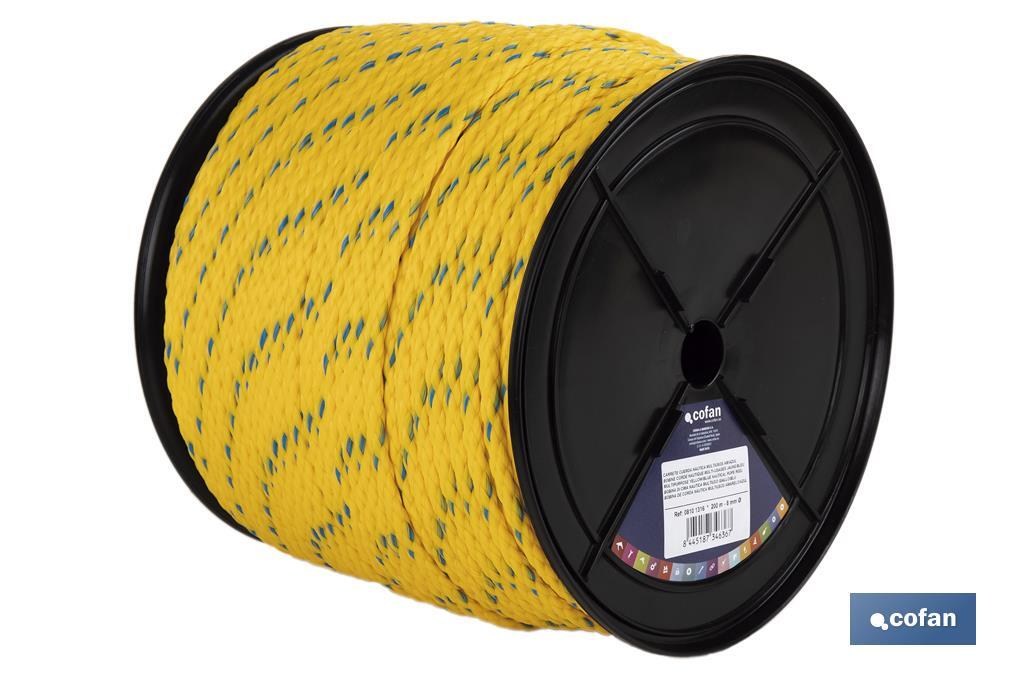 Corde Nautique Synthétique Tressée Multi-usages | De Couleur Jaune/Bleu | Différentes dimensions - Cofan