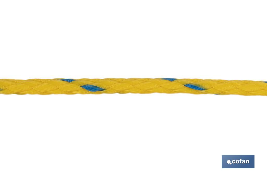 Corde Nautique Synthétique Tressée Multi-usages | De Couleur Jaune/Bleu | Différentes dimensions - Cofan