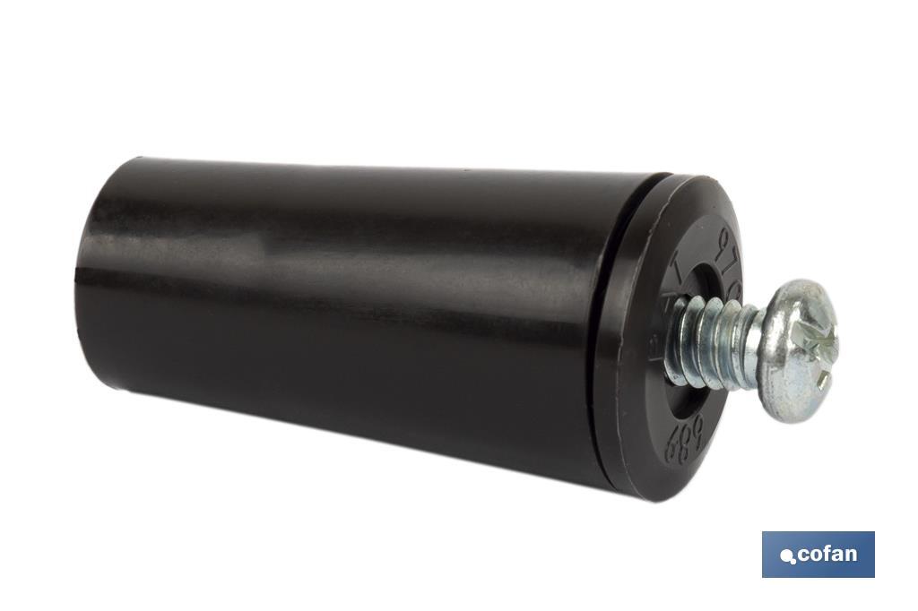 Tope persiana 40 mm negro con tornillo m-6 venta unitaria