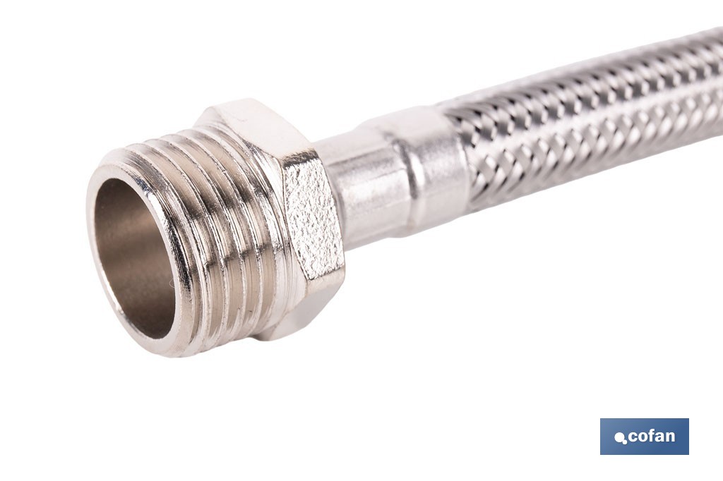 Conexión flexible para sanitarios | Manguera flexible de acero inoxidable | Longitud: 50 cm | Disponible en diferentes conexiones y medidas - Cofan