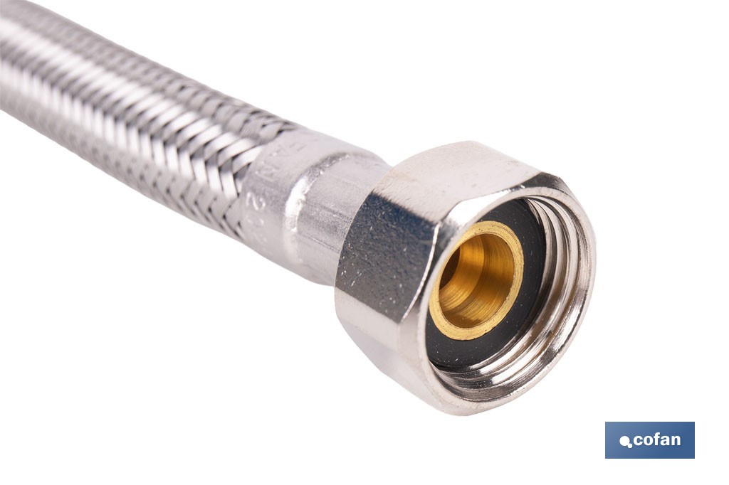 Conexión flexible para sanitarios | Manguera flexible de acero inoxidable | Longitud: 50 cm | Disponible en diferentes conexiones y medidas - Cofan