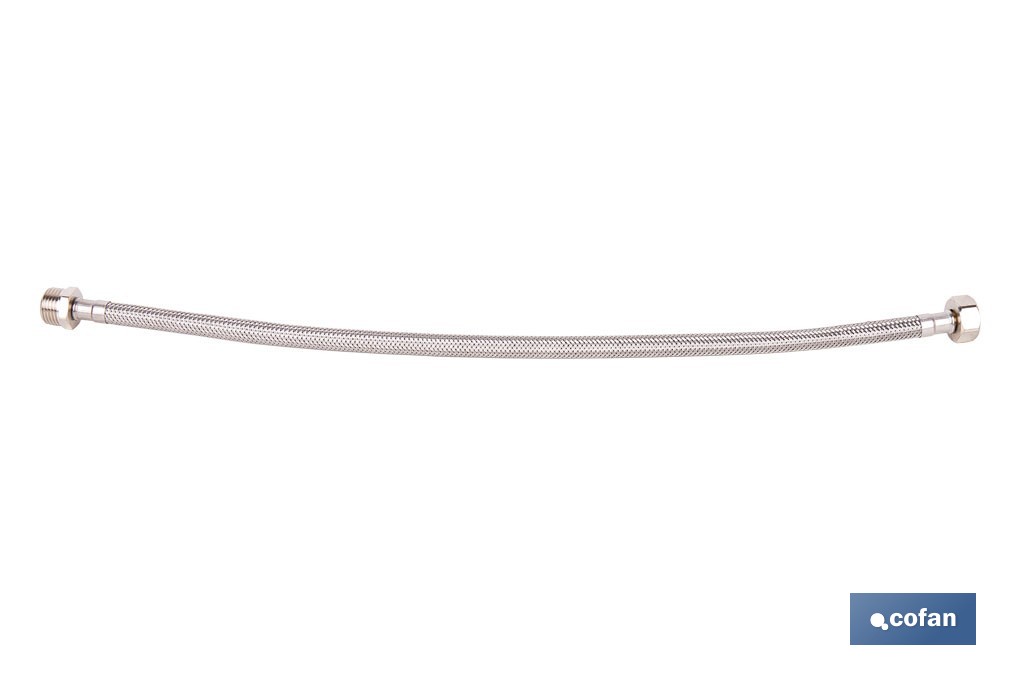 Conexión flexible para sanitarios | Manguera flexible de acero inoxidable | Longitud: 50 cm | Disponible en diferentes conexiones y medidas - Cofan