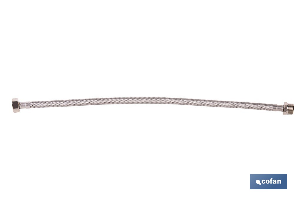 Conexión flexible para sanitarios | Manguera flexible de acero inoxidable | Longitud: 50 cm | Disponible en diferentes conexiones y medidas - Cofan