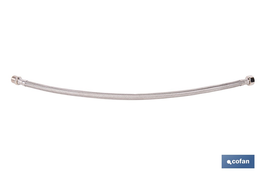 Conexión flexible para sanitarios | Manguera flexible de acero inoxidable | Longitud: 50 cm | Disponible en diferentes conexiones y medidas - Cofan