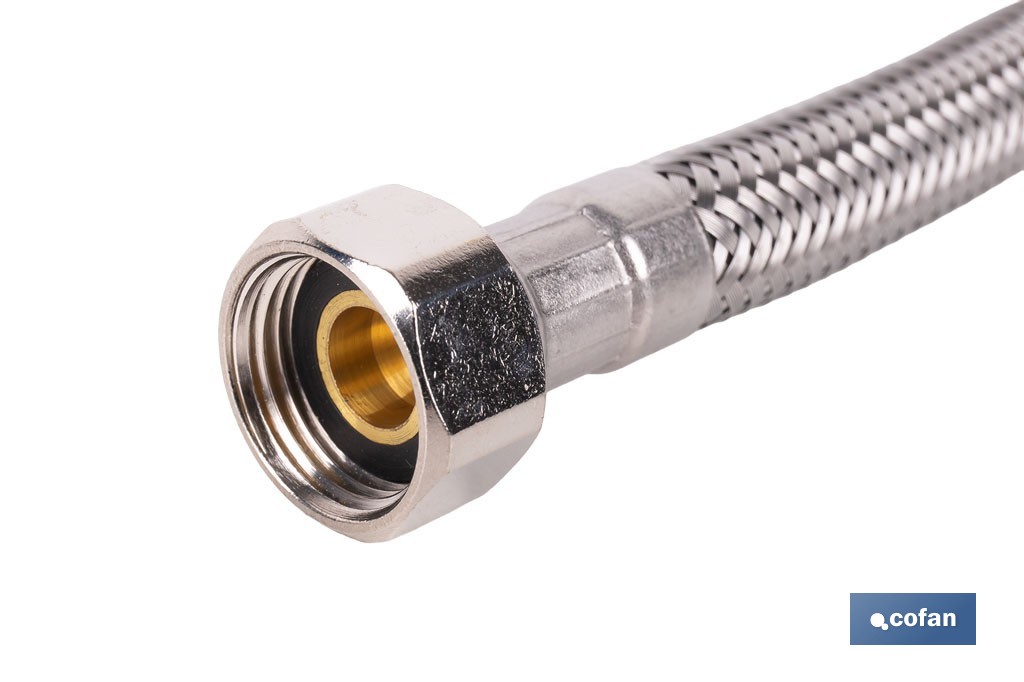 Conexión flexible para sanitarios | Manguera flexible de acero inoxidable | Longitud: 50 cm | Disponible en diferentes conexiones y medidas - Cofan